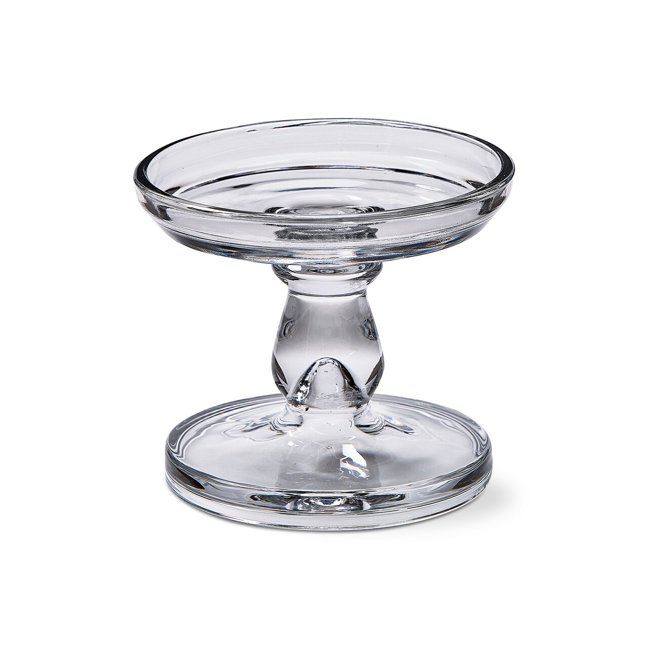 Lana Clear Glass Reversible Taper and Pillar Candle Holder Small 5.0L x 5.0W x 5.9H inches